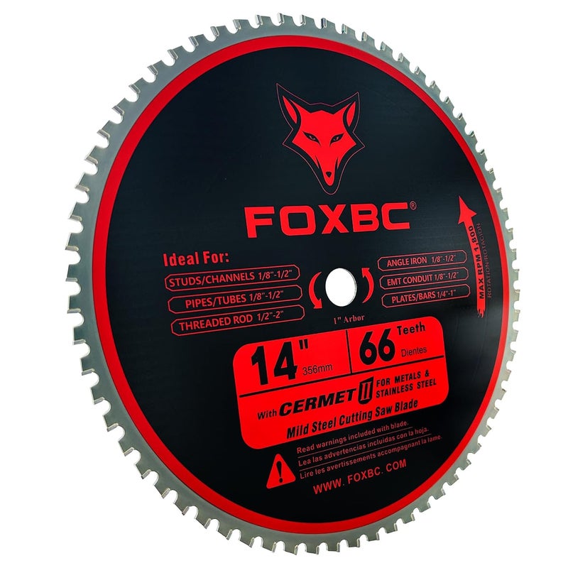FOXBC 14 Inch Metal Steel Cutting Saw Blade 66 Tooth for Evolution 14 Inch Chop Saw and Other, Cermet Carbide Up to 5X Longer Life - Image 5